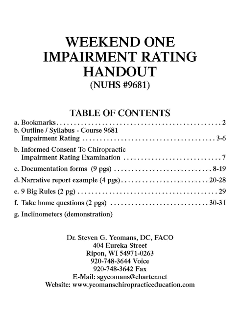 AT006: Impairment Rating Notes & Forms