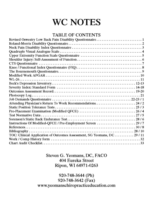 AT004: Worker's Compensation (WC) Documentation